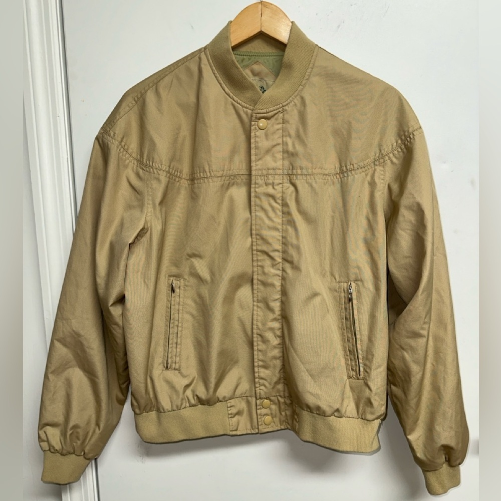Vintage Men's Tan Bomber Jacket Size Large 0028